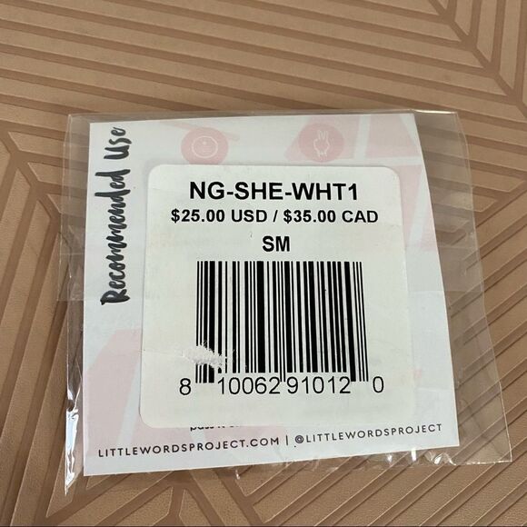 Little Words Project “She/Her” Gold Marble Beaded Stretch Bracelet Neutral - Picture 3 of 6